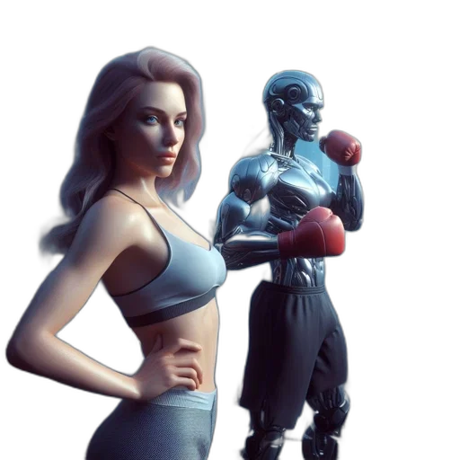 robot, concept art, 3d render, photorealistic, comic book art, blue, futuristic, cityscape transparent PNG cut-out