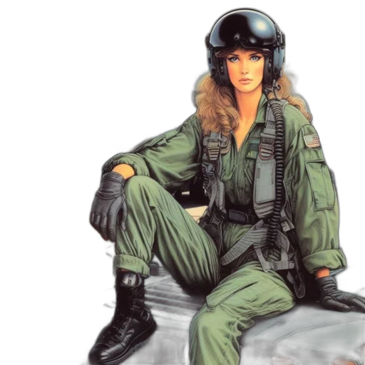 jacket, concept art, photorealistic, comic book art, pixel art, woman, military, flight transparent PNG cut-out