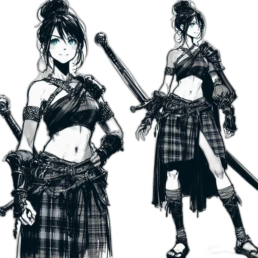 sword, weapon, concept art, fantasy art, anime, comic book art, monochrome, dark transparent PNG cut-out