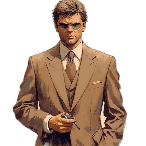 jacket, face, comic book art, concept art transparent PNG cut-out