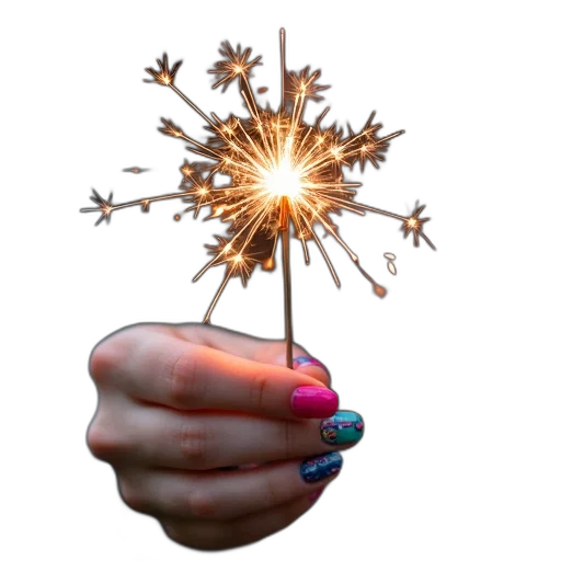 staff, jewelry, fire, close-up, person, hand, holding, sparkler transparent PNG cut-out