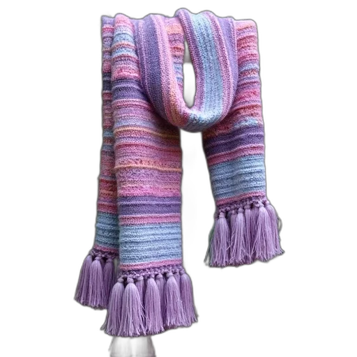 colorful, knitted, scarf, tassels, draped, over, wooden, fence transparent PNG cut-out