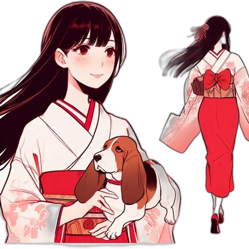 dress, creature, concept art, anime, watercolor, fantasy art, red, monochrome transparent PNG cut-out