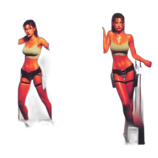 concept art, 3d render, pixel art, cyberpunk, model, dressed, lara, croft transparent PNG cut-out