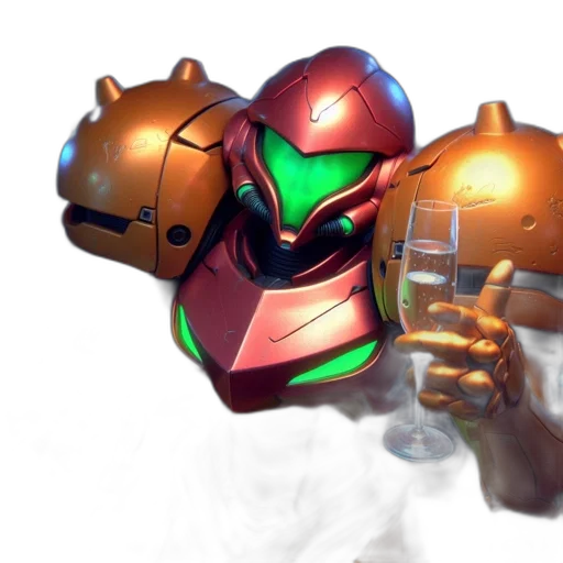 robot, weapon, concept art, 3d render, fantasy art, pixel art, robotic, figure transparent PNG cut-out