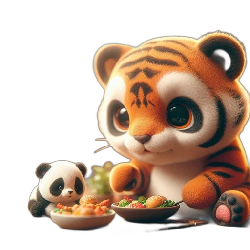 food, animal, 3d render, photorealistic, concept art, oil painting, tiger, cub transparent PNG cut-out