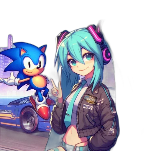 car, jacket, weapon, pixel art, concept art, cyberpunk, anime, neon lights transparent PNG cut-out