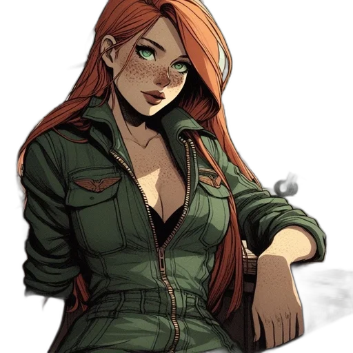 jacket, staff, dress, comic book art, concept art, cartoon, pixel art, green transparent PNG cut-out