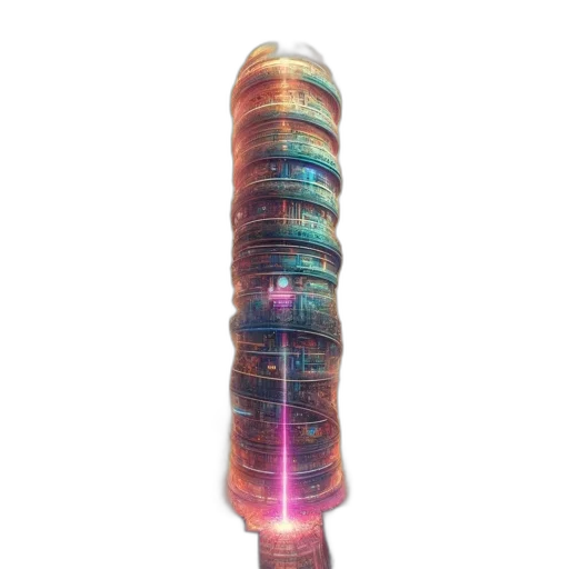 bottle, weapon, sword, hair, 3d render, vaporwave, cyberpunk, concept art transparent PNG cut-out