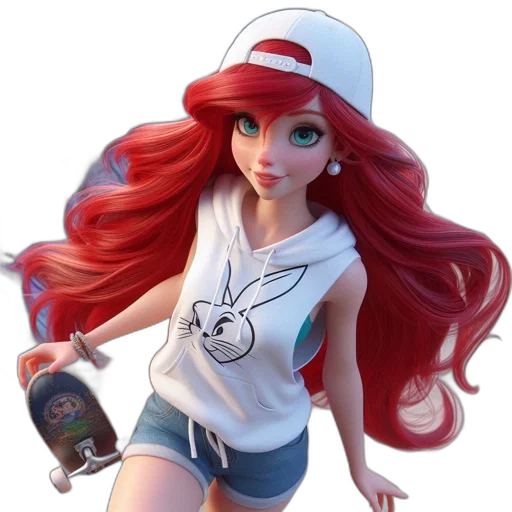 3d render, concept art, cartoon, photorealistic, animated, young, female, character transparent PNG cut-out