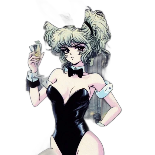 dress, staff, anime, concept art, vaporwave, cartoon, monochrome, pastel transparent PNG cut-out