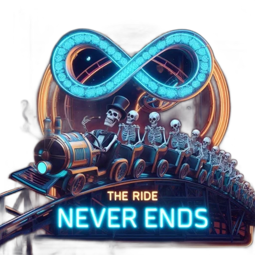 concept art, neon lights, infinity, rollercoaster, ride, glows, neon, lights transparent PNG cut-out