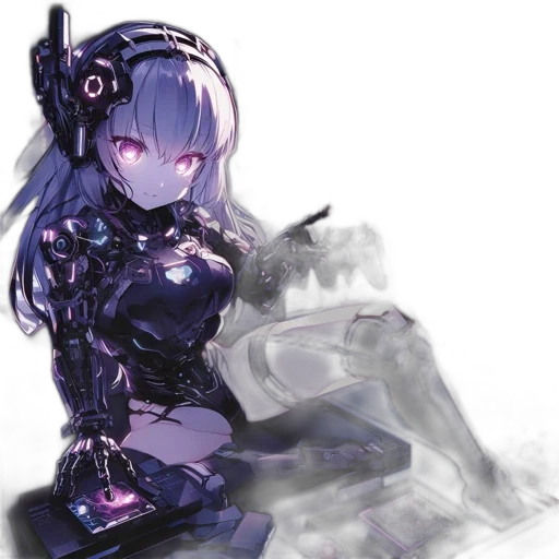 robot, weapon, dress, sword, cyberpunk, concept art, fantasy art, anime transparent PNG cut-out
