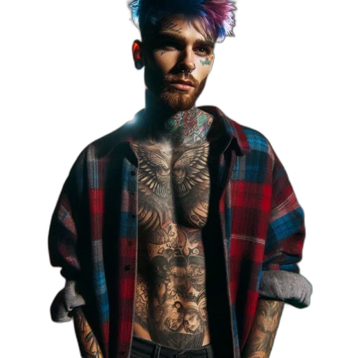 jacket, animal, creature, face, photorealistic, cyberpunk, concept art, pixel art transparent PNG cut-out
