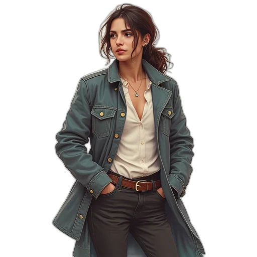 jacket, staff, concept art, comic book art transparent PNG cut-out