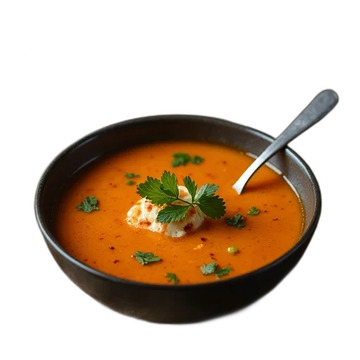 food, weapon, photorealistic, 3d render, bowl, soup, spoon, naan transparent PNG cut-out