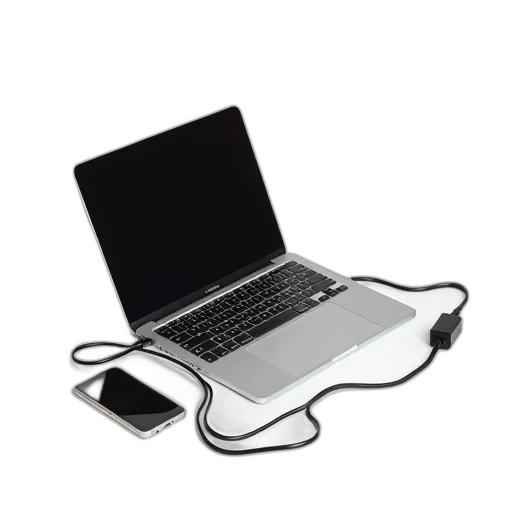 weapon, sleek, silver, laptop, open, white, surface, black transparent PNG cut-out