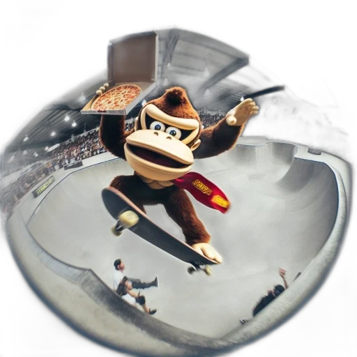 concept art, 3d render, animated, figure, like, donkey, kong, performs transparent PNG cut-out