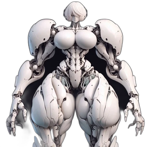 robot, dress, weapon, creature, concept art, 3d render, comic book art, cyberpunk transparent PNG cut-out