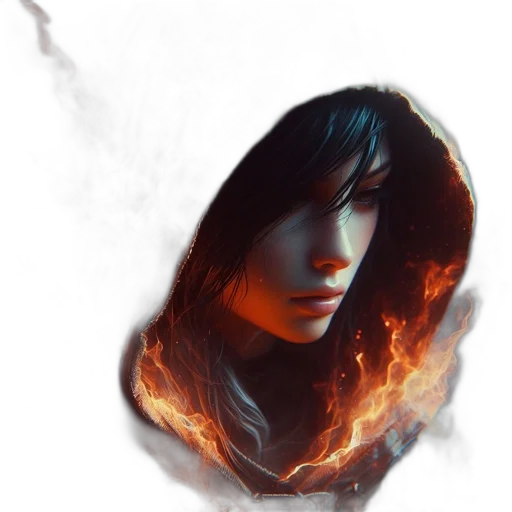 face, dragon, fantasy art, concept art, photorealistic, comic book art, fire, hooded transparent PNG cut-out
