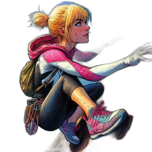 jacket, comic book art, concept art, cartoon, fantasy art, neon, young, woman transparent PNG cut-out