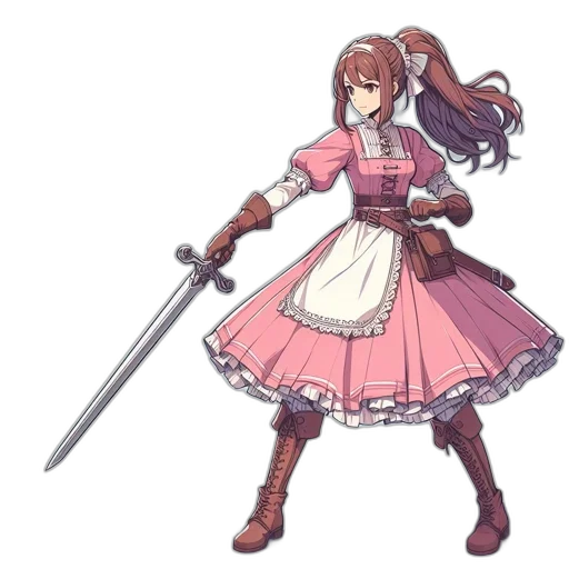sword, weapon, staff, dress, anime, concept art, pixel art, fantasy art transparent PNG cut-out