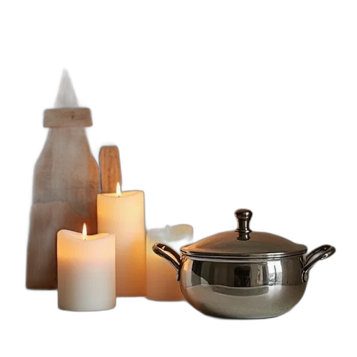 3d render, earth tones, some, candles transparent PNG cut-out
