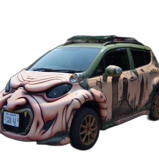 car, creature, animal, concept art, 3d render, cyberpunk, fantasy art, unusual transparent PNG cut-out