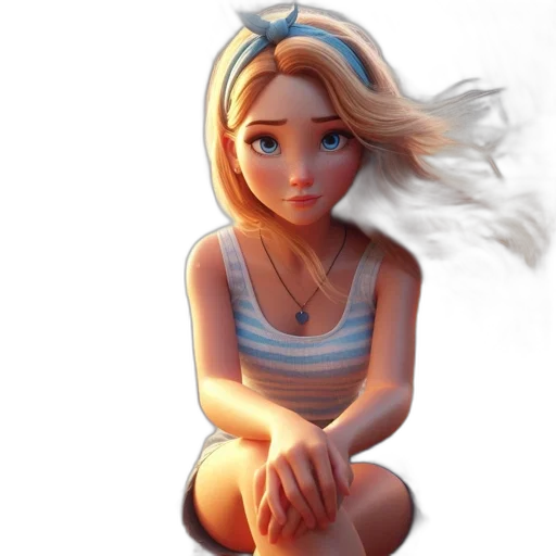 dress, face, jewelry, concept art, 3d render, fantasy art, cartoon, underwater transparent PNG cut-out