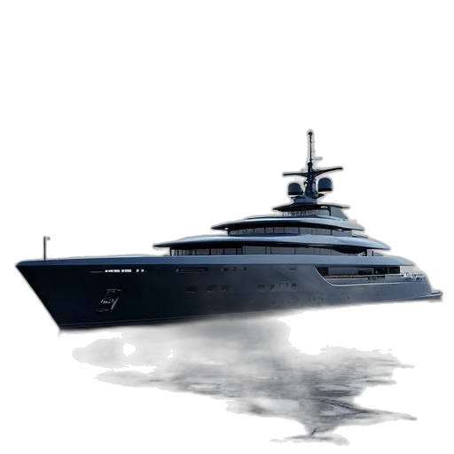 3d render, concept art, photorealistic, superyacht transparent PNG cut-out
