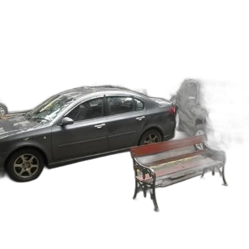 car, furniture, 3d render, street, scene, parked, cars, bench transparent PNG cut-out