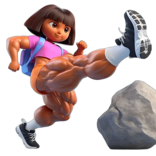 shoes, weapon, 3d render, concept art, photorealistic, dora, explorer, stands transparent PNG cut-out