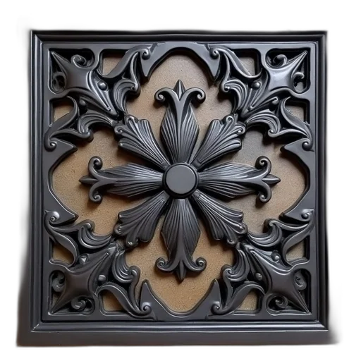 furniture, crown, jewelry, flower, 3d render, photorealistic, dark, earth tones transparent PNG cut-out