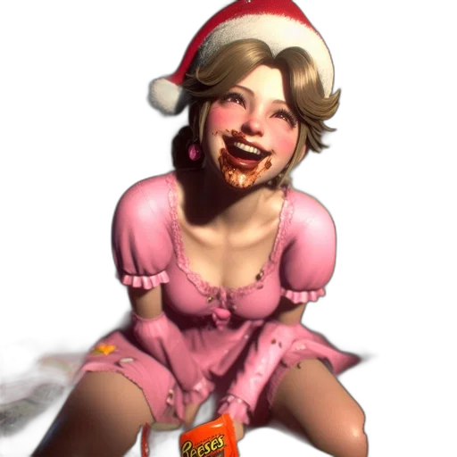 concept art, 3d render, photorealistic, animated, woman, pink, dress, santa transparent PNG cut-out