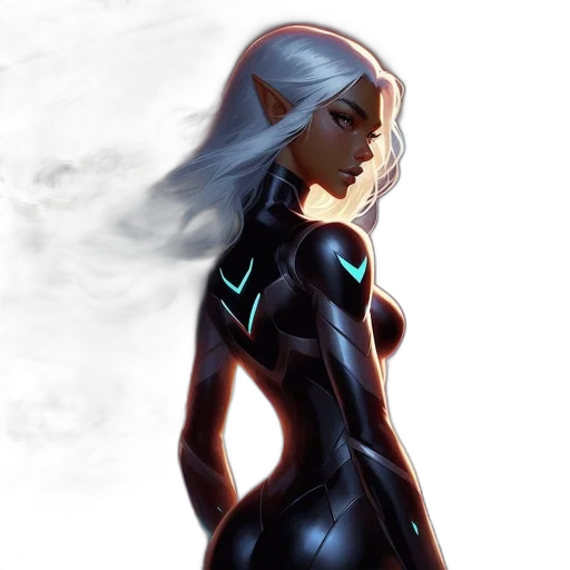 robot, dress, concept art, cyberpunk, comic book art, fantasy art, neon lights, outer space transparent PNG cut-out