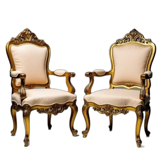 furniture, crown, jewelry, 3d render, photorealistic, pair, ornate, antique-style transparent PNG cut-out