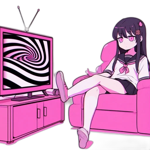 furniture, creature, robot, weapon, anime, vaporwave, pixel art, cartoon transparent PNG cut-out
