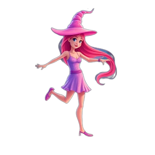 dress, hat, staff, 3d render transparent PNG cut-out