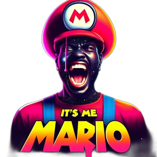 mask, pixel art, concept art, 3d render, comic book art, mario, nintendo, video transparent PNG cut-out