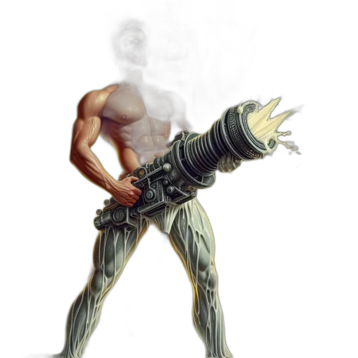 weapon, robot, staff, sword, concept art, fantasy art, 3d render, comic book art transparent PNG cut-out
