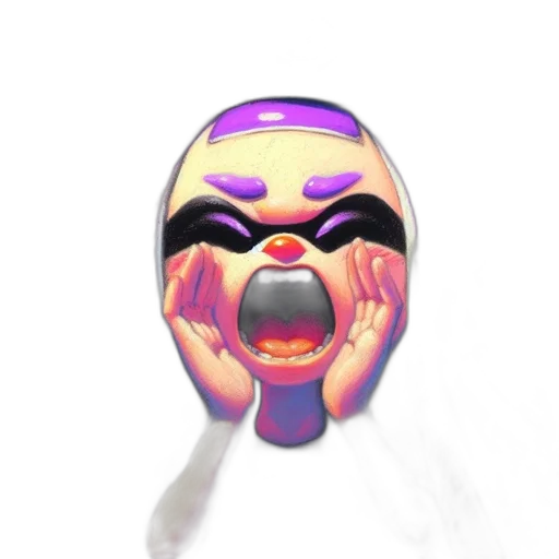 mask, face, staff, creature, vaporwave, concept art, 3d render, pixel art transparent PNG cut-out