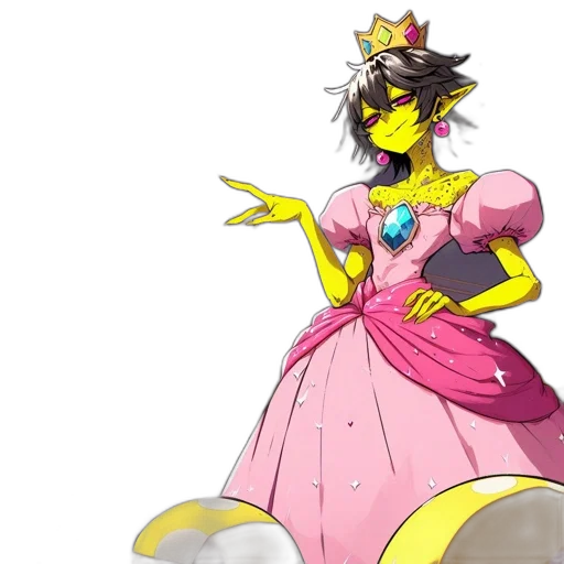 dress, crown, staff, concept art, anime, fantasy art, cartoon, grand transparent PNG cut-out