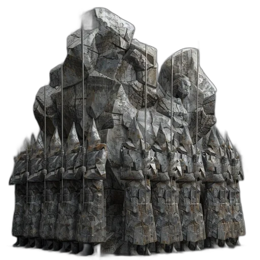 crown, furniture, jacket, weapon, concept art, 3d render, fantasy art, stone-like transparent PNG cut-out