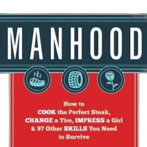 cover, manual, manhood, features, red, background, icons, representing transparent PNG cut-out