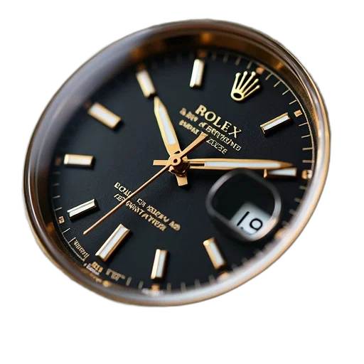 jewelry, 3d render, close-up, gold, black, wristwatch, detailed, design transparent PNG cut-out