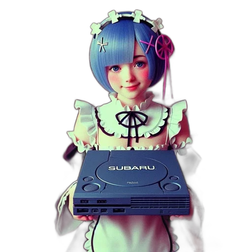 robot, weapon, dress, staff, 3d render, cyberpunk, anime, fantasy art transparent PNG cut-out
