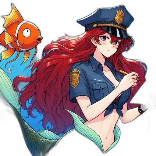staff, weapon, pixel art, anime, concept art, cartoon, underwater, red-haired transparent PNG cut-out