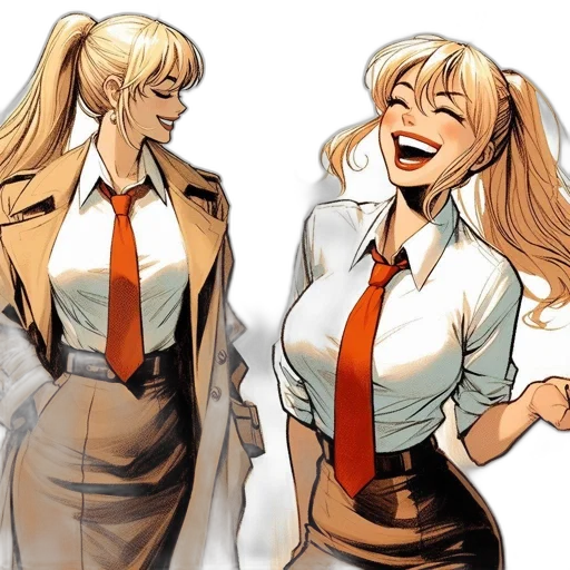 comic book art, concept art, cartoon, anime, two, contrasting, illustrations, blonde transparent PNG cut-out