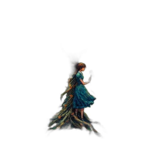 dress, crown, hair, staff, pixel art, concept art, fantasy art, oil painting transparent PNG cut-out