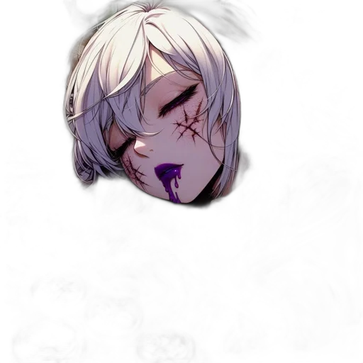 face, mask, creature, hair, pixel art, concept art, anime, watercolor transparent PNG cut-out
